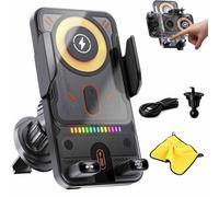 2026 New Cool Car Wireless Fast Charging Holder, Smart Sensor Open 15W Universal 2-in-1 Smart Wireless Car Phone Mount Motorized 90° Rotating for All Smartphones (Black)