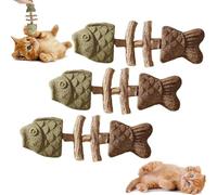 2026 New Creative Fish Bone Cat Dental Chew Toy, Catnip and Silvervine Chew Toys for Cats - Natural Teeth Cleaning Stick, Durable Wooden Feline Tooth Care Tool (ABC)