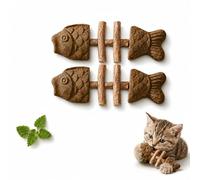 2026 New Creative Fish Bone Cat Dental Chew Toy - Catnip & Silvervine Teeth Cleaning Stick, Catnip & Silvervine Chew, Fix Cat Dental Health, Durable Wooden Feline Tooth Care Tool (2pcs-B)