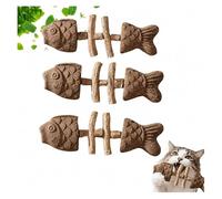 2026 New Creative Fish Bone Cat Dental Chew Toy -Natural Catnip & Silvervine Teeth Cleaning Stick, Fix Cat Dental Health, Durable Wooden Feline Tooth Care Tool,Fish Cat Toy for Play (Brown -3pcs)