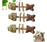 2026 New Creative Fish Bone Cat Dental Chew Toy -Natural Catnip & Silvervine Teeth Cleaning Stick,Fix Cat Dental Health,Durable Wooden Feline Tooth Care Tool,for Cats Teething and Stress (Mix-3Pcs)