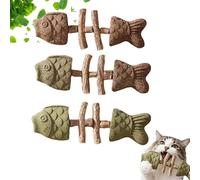 2026 New Creative Fish Bone Cat Dental Chew Toy -Natural Catnip & Silvervine Teeth Cleaning Stick,Fix Cat Dental Health,Durable Wooden Feline Tooth Care Tool,for Cats Teething and Stress (3Pcs)