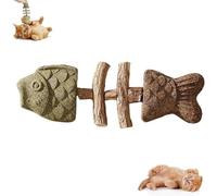 2026 New Creative Fish Bone Cat Dental Chew Toy, Wooden Catnip Teeth Cleaning Stick - Fix Your Cat's Dental Health, Natural Catnip & Silvervine Teeth Cleaning Stick,Interactive Toys (Green Brown)