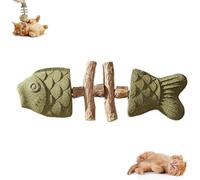 2026 New Creative Fish Bone Cat Dental Chew Toy, Wooden Catnip Teeth Cleaning Stick - Fix Your Cat's Dental Health, Natural Catnip & Silvervine Teeth Cleaning Stick,Interactive Toys (Green)