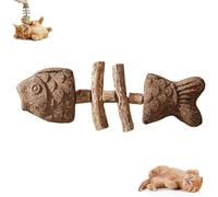 2026 New Creative Fish Bone Cat Dental Chew Toy, Wooden Catnip Teeth Cleaning Stick - Fix Your Cat's Dental Health, Natural Catnip & Silvervine Teeth Cleaning Stick,Interactive Toys (Brown)