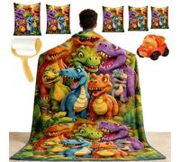 2026 New Cute Dinosaurs HD Digital Print Flannel, Upgraded Thickened 3D Dinosaur Blanket for Boys Girls, 5 Sizes Soft Funny Throw Blanket, Cartoon Dino Flannel Blankets All-Season (130*150cm(50*60in))