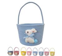 2026 NEW Cute Easter Bunny Baskets with Handle, Cotton Woven Basket, Easter Gifts Basket Daily storage (Blue - B)