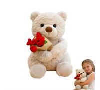 2026 New Cute Plush Toy with Red Rose, Soft Cuddly Gift, Includes a Charming Bouquet of Flowers, Romantic Stuffed Animal for Valentine’s Day or Special Occasions