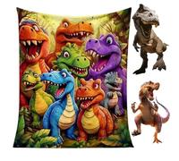 2026 New Cute Smiling Dinosaurs Hd Digital Print Flannel, 50"x40"HD Digital Print Flannel Dinosaur Blanket, Cozy Lightweight Flannels Blanket with Colorful Dinos Printed (S)