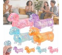 2026 New Dachshund Squishy, 4.3in Cute Squishy Weiner Dog Stress Toy, Ultra-Soft Touch Mini Rainbow Sausage Dogs with Face for Adults (4Pcs)