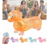 2026 New Dachshund Squishy, 4.3in Cute Squishy Weiner Dog Stress Toy, Ultra-Soft Touch Mini Rainbow Sausage Dogs with Face for Adults (Orange)