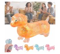 2026 New Dachshund Squishy, Glitter Weiner Dog Squishy, 4.3in Cute Weiner Dog, Soft Touch Cute Stress-Relieving Toy, Mini Rainbow Sausage Dogs with Face for Adults (Orange)