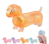2026 New Dachshund Squishy, Upgraded Sparkly Sausage Dog Gel Stretch Ball,Ultra-Soft Touch Mini Rainbow Dachshund (Orange)