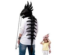 2026 New Dinosaur Skeleton Headgear, Dinosaur Skeleton Costume, 3D Skeletons Design, for Cosplay, Dress-Up & Parties (Black,Small)
