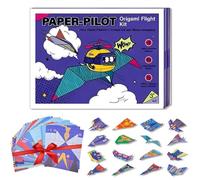 2026 New DIY Paper Airplane Book, 16 Creative Origami Paper Airplane Kit for Planes Enthusiasts, Arts & Crafts Kit with 48 Sheets of Colorful Origami Papers, Origami-Kit for Kids Ages 8-12 (1PCS)