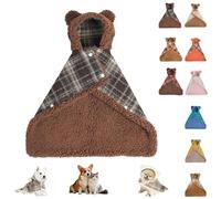 2026 New Dog Cape Blanket (S-L) Soft Double-Layer Cotton Hooded Design with Snap Buttons for Cats and Dogs, Warm Weather Coat Wraps Hooded Outdoor Use (Brown,S)
