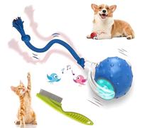 2026 New Dog Toy, Motion Dog Toy, Interactive Rolling Ball with Birdsong, Smart 360° Automatic Rolling Electric Dogs Ball Toys with Rope for Dogs and Cat Indoor Play (Blue)