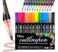 2026 New Dreamy Sparkle Dual-Line Contour Pen,Quick-Dry ＆ Waterproof Dual Line Contour Pen,Double Line Outline Pen Sparkle Markers For Drawing, Coloring & Diy Crafts(12)
