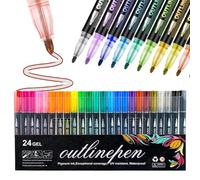 2026 New Dreamy Sparkle Dual-Line Contour Pen,Quick-Dry ＆ Waterproof Dual Line Contour Pen,Double Line Outline Pen Sparkle Markers For Drawing, Coloring & Diy Crafts(24)