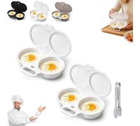 2026 New Dual Cavity Microwave Egg Poacher, with Lid and Handle Microwave Egg Poacher To Poach 2 Eggs Food Grade PP,Reusable Nonstick Quick and Easy for Home Breakfast,A