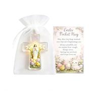 2026 New Easter Pocket Hug, LED Acrylic Rabbit Easter Eggs Pocket Hug Token with Cards and Bags, Positive Inspirational Keepsake for Employee Appreciation Staff Coworker Present (cross)