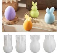 2026 New Easter Silicone Mold, Striped Easter Bunny Eggs Silicone Candles Mold, 3D Rabbit Egg Basket Casting Tool, DIY Chocolate Candy Soap Molds,Smooth Inner Facade,Holiday Art Spring Decor (4pcs)