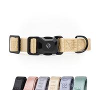 2026 New Edition, Fei & Eve MagEase Dog Collar - Patented Magnetic Buckles | Fur-Safe | Premium 210D Nylon | 450LB Escape-Proof | Adjustable Fit | Medium (Champagne)