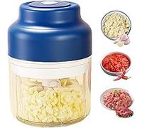 2026 New Electric Garlic Chopper, Mini Portable Veggie Chopper USB Charging Wireless Food Processor, Upgrade Electric Mini Garlic Chopper Set Wireless Veggie Grinder (Blue, 250ML)