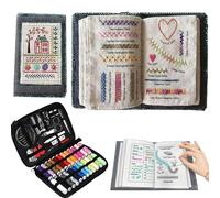 2026 New Embroidery Stitch Book Kit, Embroidery Beginner Kit Book Friendly with Instructions Learning Book, DIY Sewing Book with Needle Thread Tool (C-138PCS)