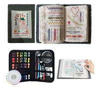 2026 New Embroidery Stitch Book Kit, Portable All Scenario Embroidery Stitch Book, Comes with a Complete Toolkit and Instructional Tutorial, Perfect for Beginners and Craft Lovers (Grey,128PCS,14CM)