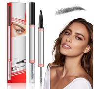 2026 New Eyebrow Pencil, 2-in-1 Brow Pen and Sealing Brow Gel, with 4-Fork-Tip & Precise Brush-Tip, Create Natural Hair-Like Brows, Last All-Day, Microblading Eyebrow Pen (Black)