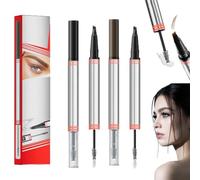 2026 New Eyebrow Pencil, Eyebrow Pencil, 2-In-1 4-Fork-Tip Brow Pen and Sealing Brow Gel, Eye Brow Pencils Effortlessly Creates Natural Looking Brows, Last All-Day (Black+Dark brown)