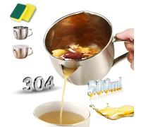 2026 New Fat Separator with Dual Spout Design - 304 Stainless Steel, Gravy Separator & Fat Separators Jug, with Ergonomic Heat-Resistant Handle, Reusable, for Soup, Hot Pot (500 ml)