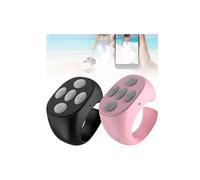 2026 New Fingertip Wireless Bluetooth Remote Control, Rechargeable Video Scrolling Ring Remote Control Page Turner Bluetooth Ring Scroller (Black+Pink)