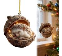 2026 New Forest Animal Acorn Ornaments Cozy Forest Christmas Ornaments, Woodland Friends Acorn Pine Cone Decoration, 2D Flat Acrylic Hanging Christmas Tree Home Party Creature Décor(Hedgehog)