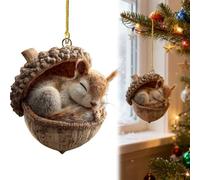 2026 New Forest Animal Acorn Ornaments Cozy Forest Christmas Ornaments, Woodland Friends Acorn Pine Cone Decoration, 2D Flat Acrylic Hanging Christmas Tree Home Party Creature Décor(Squirrel)