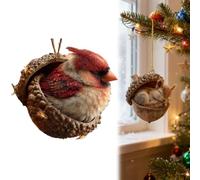 2026 New Forest Animal Acorn Ornaments Cozy Forest Christmas Ornaments, Woodland Friends Acorn Pine Cone Decoration, 2D Flat Acrylic Hanging Christmas Tree Home Party Creature Décor(Cardinal)