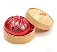 2026 New Giant Flashing Dumpling Squeeze Toys, Soft and Sticky Dumpling Toys with Steamer Box, Soft and Sticky Balls, Soft Dough Toys, Suitable for Adults and Children as Party Gifts (Glitter Red)