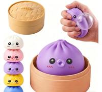 2026 New Giant Mystery Dumpling Squish-y, Blow Bubbles Dumplings Stress Balls with Steamer Box, Soft Jumbo Squeeze Dumplings Squishys Toys, Cute Relief Fidget Toy for Adults Workers