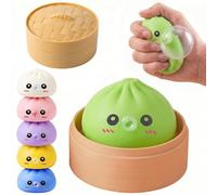 2026 New Giant Mystery Dumpling Squish-y, Blow Bubbles Dumplings Stress Balls with Steamer Box, Soft Jumbo Squeeze Dumplings Squishys Toys, Cute Relief Fidget Toy for Adults Workers