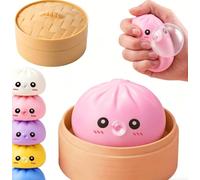 2026 New Giant Mystery Dumpling Squish-y, Blow Bubbles Dumplings Stress Balls with Steamer Box, Soft Jumbo Squeeze Dumplings Squishys Toys, Cute Relief Fidget Toy for Adults Workers