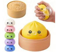 2026 New Giant Mystery Dumpling Squish-y, Blow Bubbles Dumplings Stress Balls with Steamer Box, Soft Jumbo Squeeze Dumplings Squishys Toys, Cute Relief Fidget Toy for Adults Workers