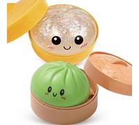 2026 New Glitter Dumpling Squishy with Steamer Box, Jumbo Dumpling Squishy, Large Stress Relief Sensory Toy for Adults Anxiety Relief Fidget Toy (White+Green)