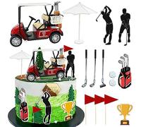2026 New Golf Cake Decorations Heading for The Red Cake Topper Birthday Decorations for Golfers with Cart Flag Golf Ball for Men Sport Golf Theme Party Supply