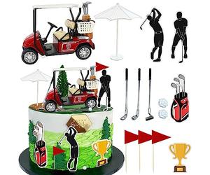 2026 New Golf Cake Decorations Heading for The Red Cake Topper Birthday Decorations for Golfers with Cart Flag Golf Ball for Men Sport Golf Theme Party Supply