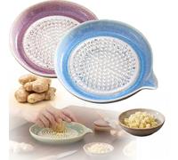 2026 New Gradient Ceramic Grater Plate,Ceramic Garlic Grater Plate,with Pour Spout, Fine Shredding Plate for Ginger, Garlic, Carrots, Dishwasher Safe (Purple*Blue)