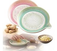 2026 New Gradient Ceramic Grater Plate,Ceramic Garlic Grater Plate,with Pour Spout, Fine Shredding Plate for Ginger, Garlic, Carrots, Dishwasher Safe (Pink*Green)