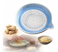 2026 New Gradient Ceramic Grater Plate,Ceramic Garlic Grater Plate,with Pour Spout, Fine Shredding Plate for Ginger, Garlic, Carrots, Dishwasher Safe (Blue)