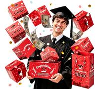 2026 New Graduation Surprise Explosion Gift Box,Surprise Pop Up Cash Money Gift Box with DIY Confetti Card,Creative Memorable Present,for Graduates Birthday Anniversary Valentine (Red, 10 Pcs)
