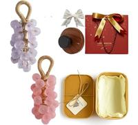 2026 New Grape Soap, Handmade Grape Soap on a Rope, Handmade Crystal Grapes Gentle Cleansing Soaps with Hook, for Washing Hands and Fresh Air, Ideal Gift for Men & Women (Light purple+Pink)